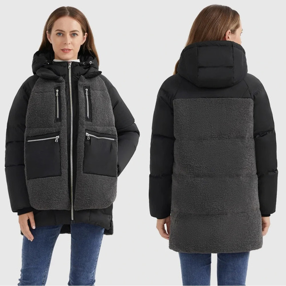 Orolay Women’s 092 Universe O-Lab Fuzzy Fleece Puffer Down Jacket Black Size L - Picture 1 of 16